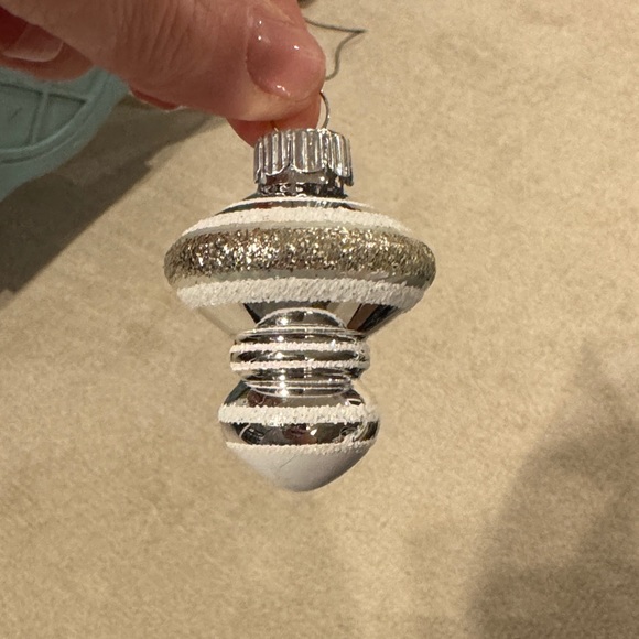 Christoper Radko Shiny Brite Silver Glass Christmas Tree Ornaments - Picture 3 of 7